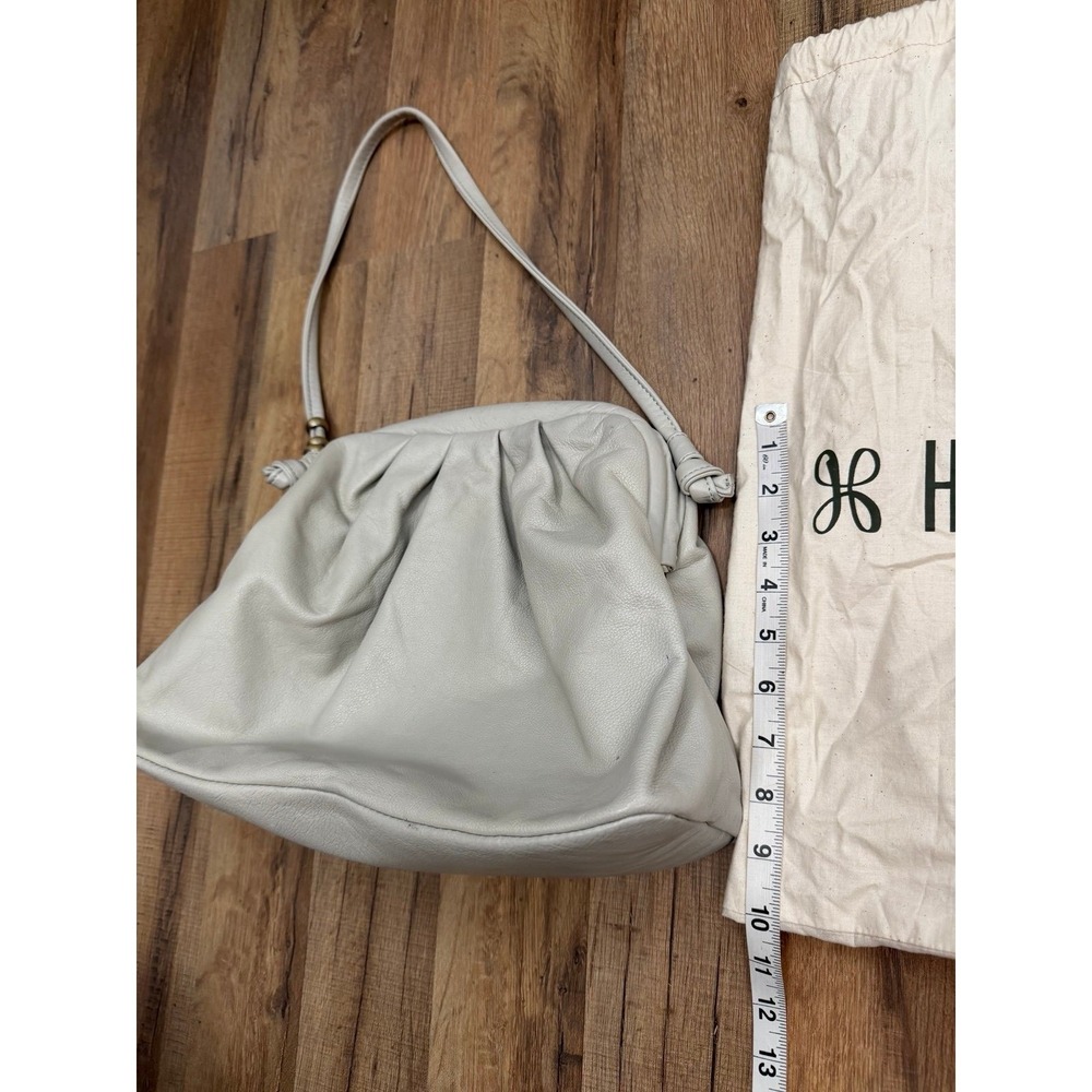 HOBO International Gray Leather Pleated Shoulder Bag Slouchy Purse Dust Bag - Picture 7 of 9